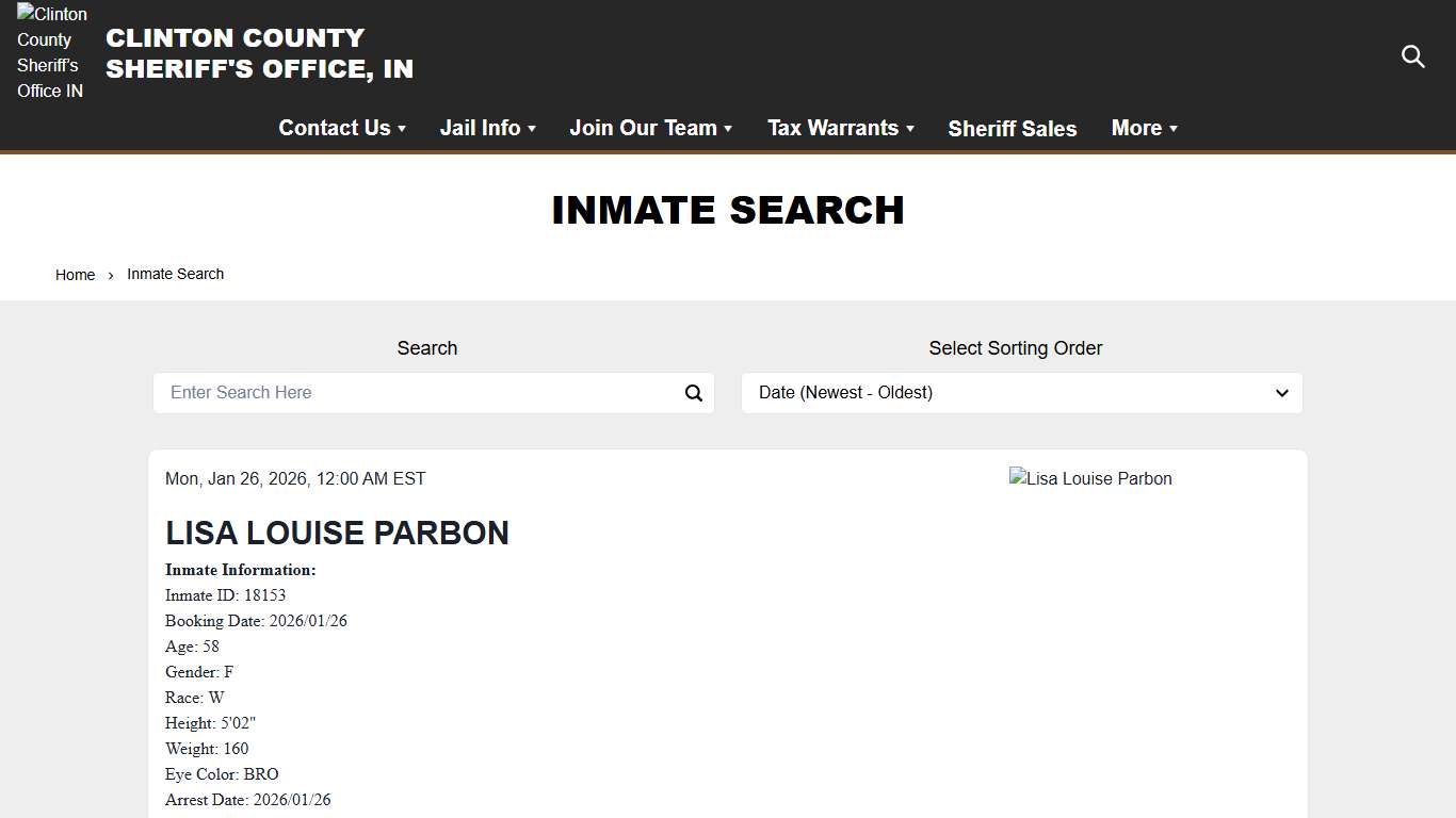 Inmate Search Clinton County Sheriff’s Office IN