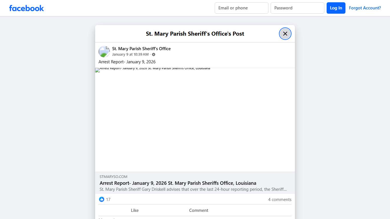 Arrest Report- January... - St. Mary Parish Sheriff's Office Facebook