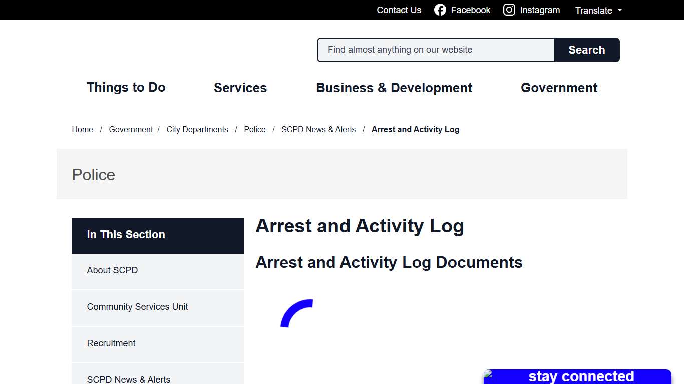 Arrest and Activity Log City of Santa Cruz, CA